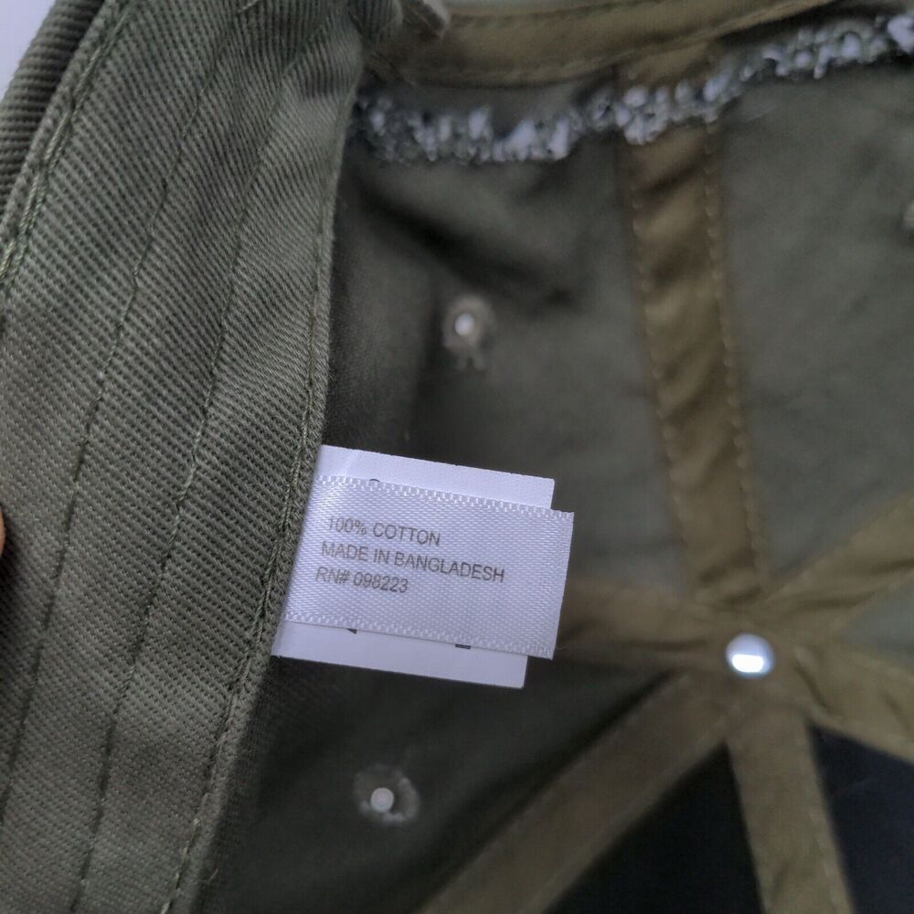 American Flag Leather Patch Strapback Hat Green O… - image 8